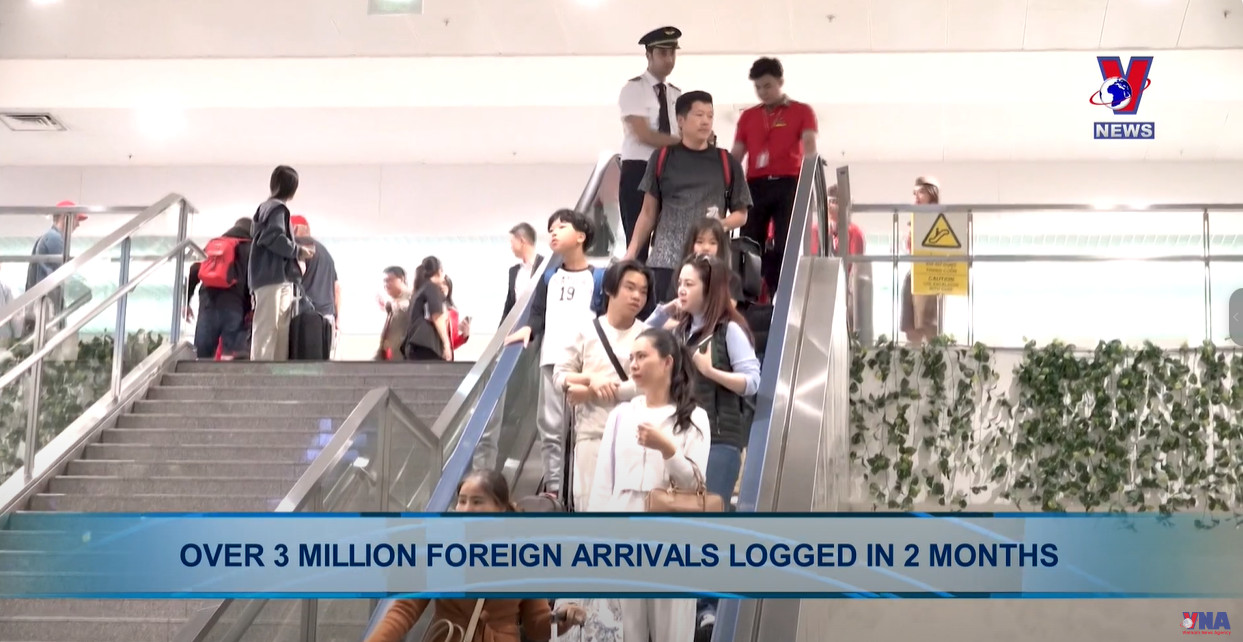 Over 3 million foreign arrivals logged in 2 months